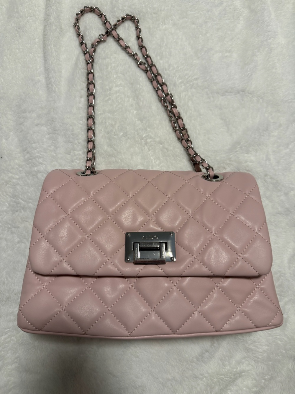 Aldo Quilted Light Pink Chain Shoulder Bag